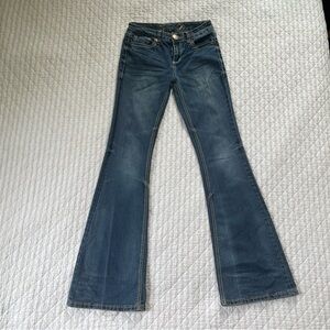 7 For All Mankind Blue Flare Wide Leg Jeans